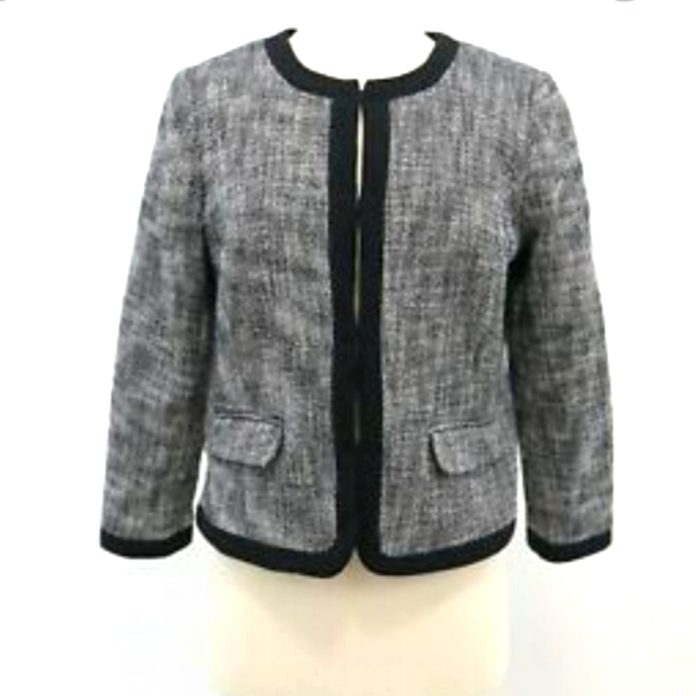 TALBOTS * grey tweed boucle blazer Size 12P